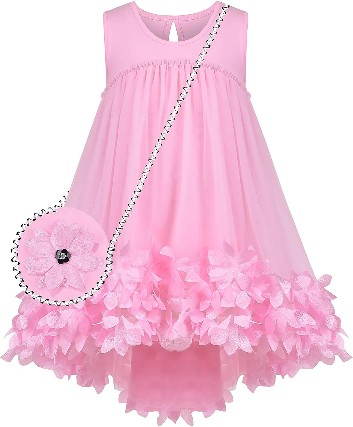 Sunny Fashion Girls Dress A-line Cute Handbag White Princess Size 5-10