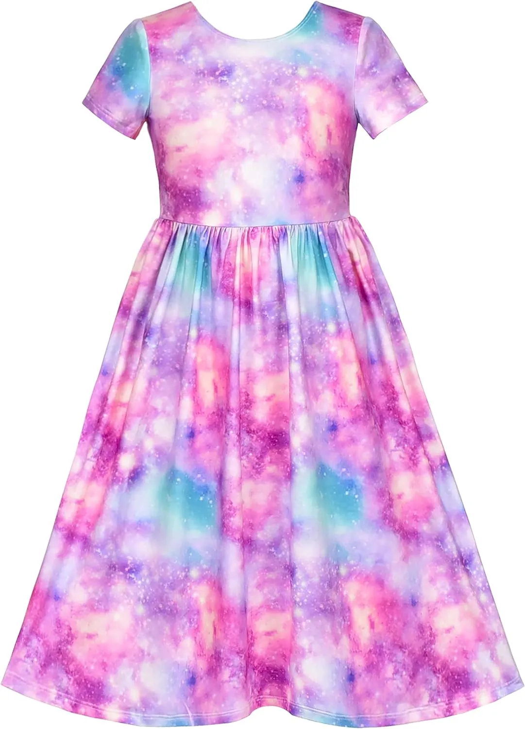 Sunny Fashion Girls Dress Floral Maxi Dress Open Back Bow Tie Casual Size 4-8