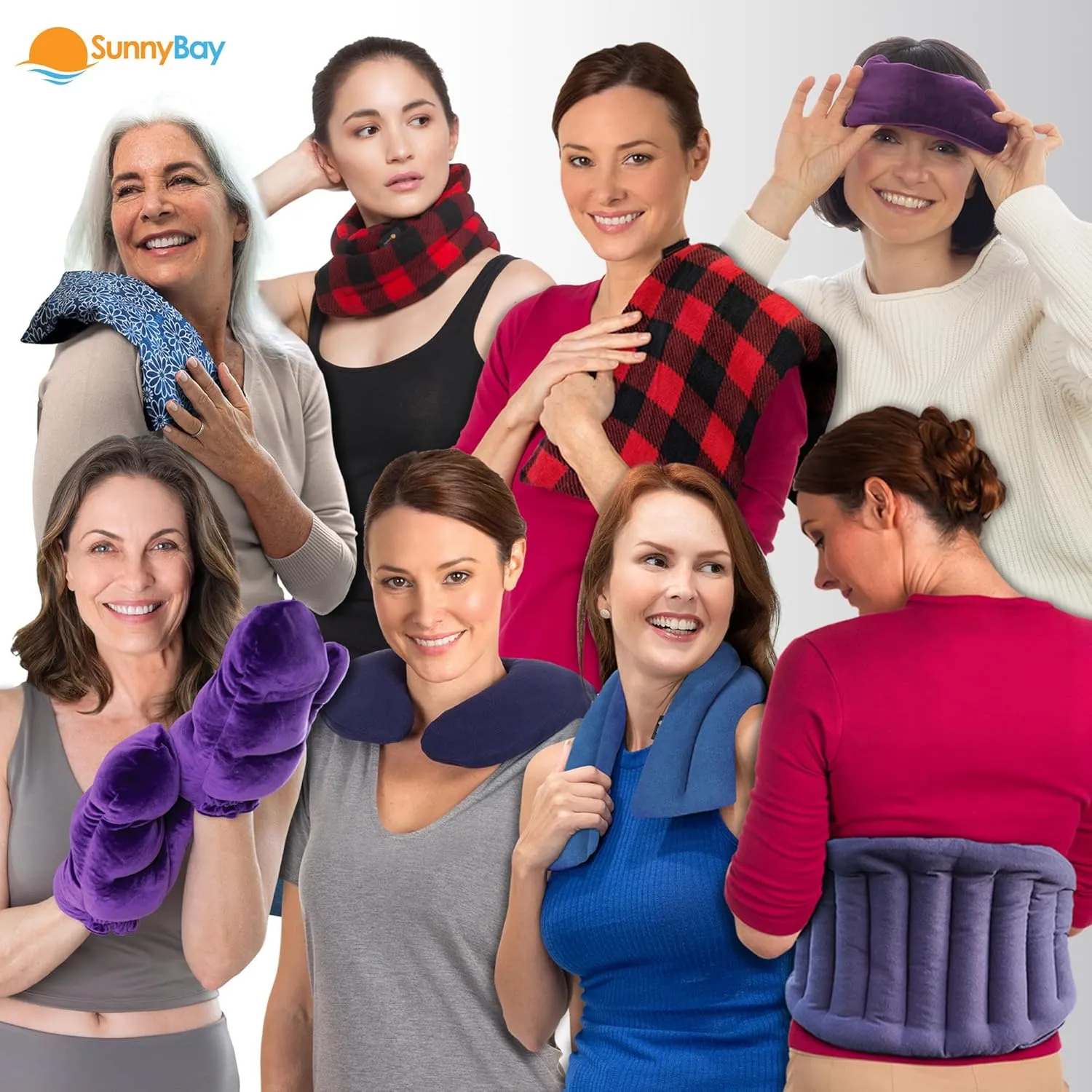 SunnyBay Microwave Heating Pad, Microwavable Moist Hot or Cool Bean Bag Wrap for Neck, Shoulder, Knee, or Back Pain with Fastening Straps, 10x18 Inch Heating Area, 2.8 Lbs, Made in USA, 58 Inches