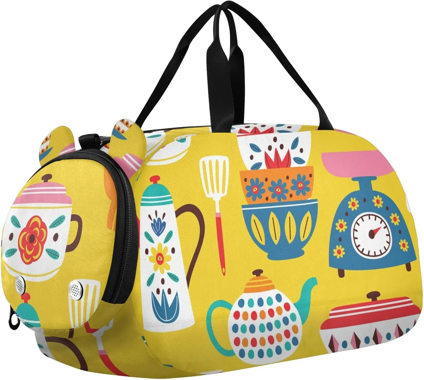 susiyo Small Duffle Bag Yellow Vintage Kitchen Tools Kids Duffle Bag for Boys Girls Dance Bag Gym Bag