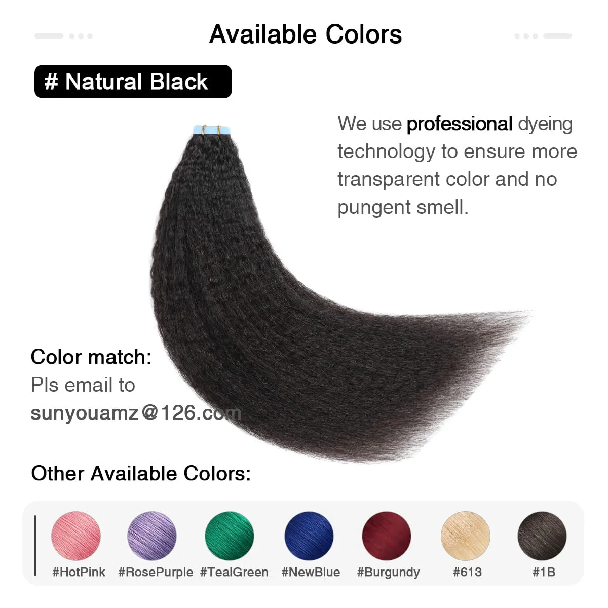 SUYYA Kinky Straight Tape in Extensions Natural Black Tape in Hair Extensions Human Hair Kinky Straight 18 Inch Skin Weft 50g/Pack 20PCS Tape INS for Women(#1B Natural Black)