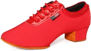 SWDZM Men&Women Ballroom Dance Shoes Low Heel Lace up Latin Salsa Practice Dancing Shoes