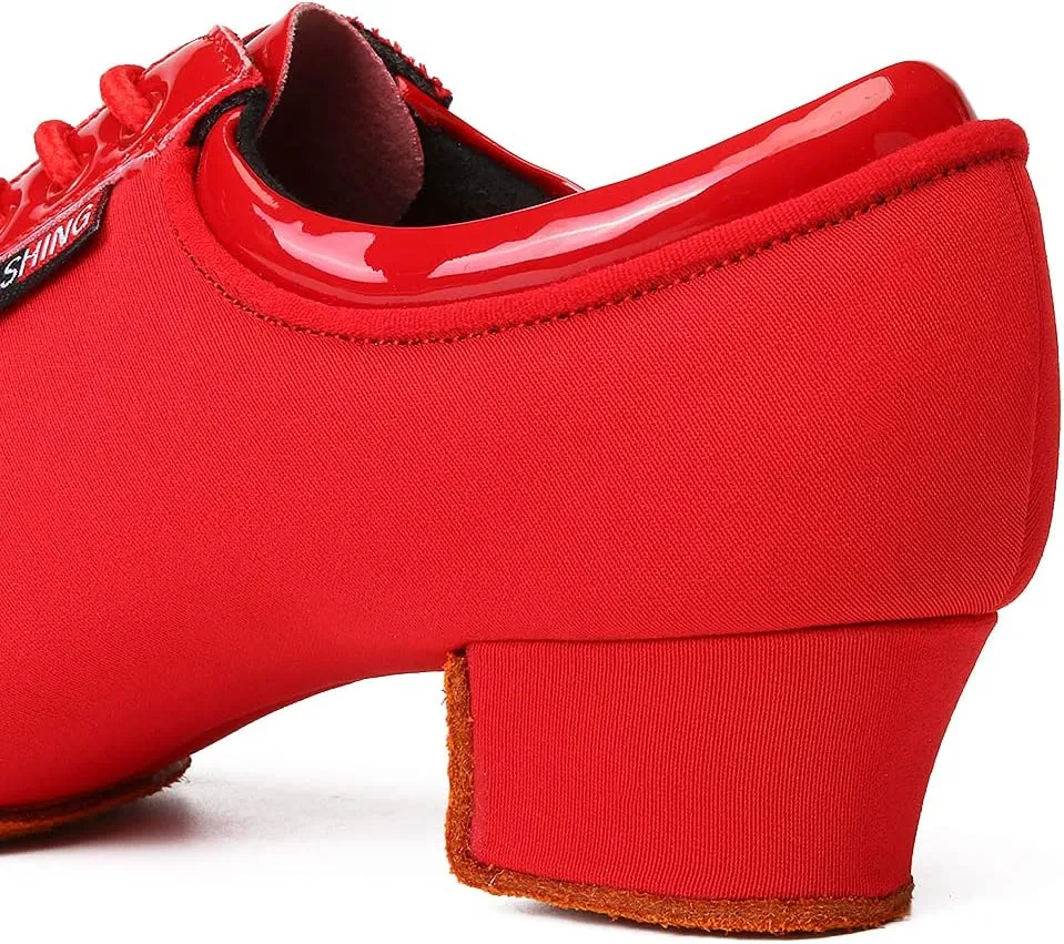 SWDZM Men&Women Ballroom Dance Shoes Low Heel Lace up Latin Salsa Practice Dancing Shoes