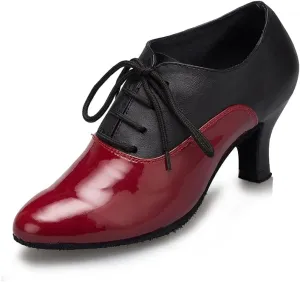 SWDZM Women Latin Dance Shoes Closed Toe Lace-up Ballroom Salsa Tango Teacher Practice Performance Dance Shoes,Model-KU-JT