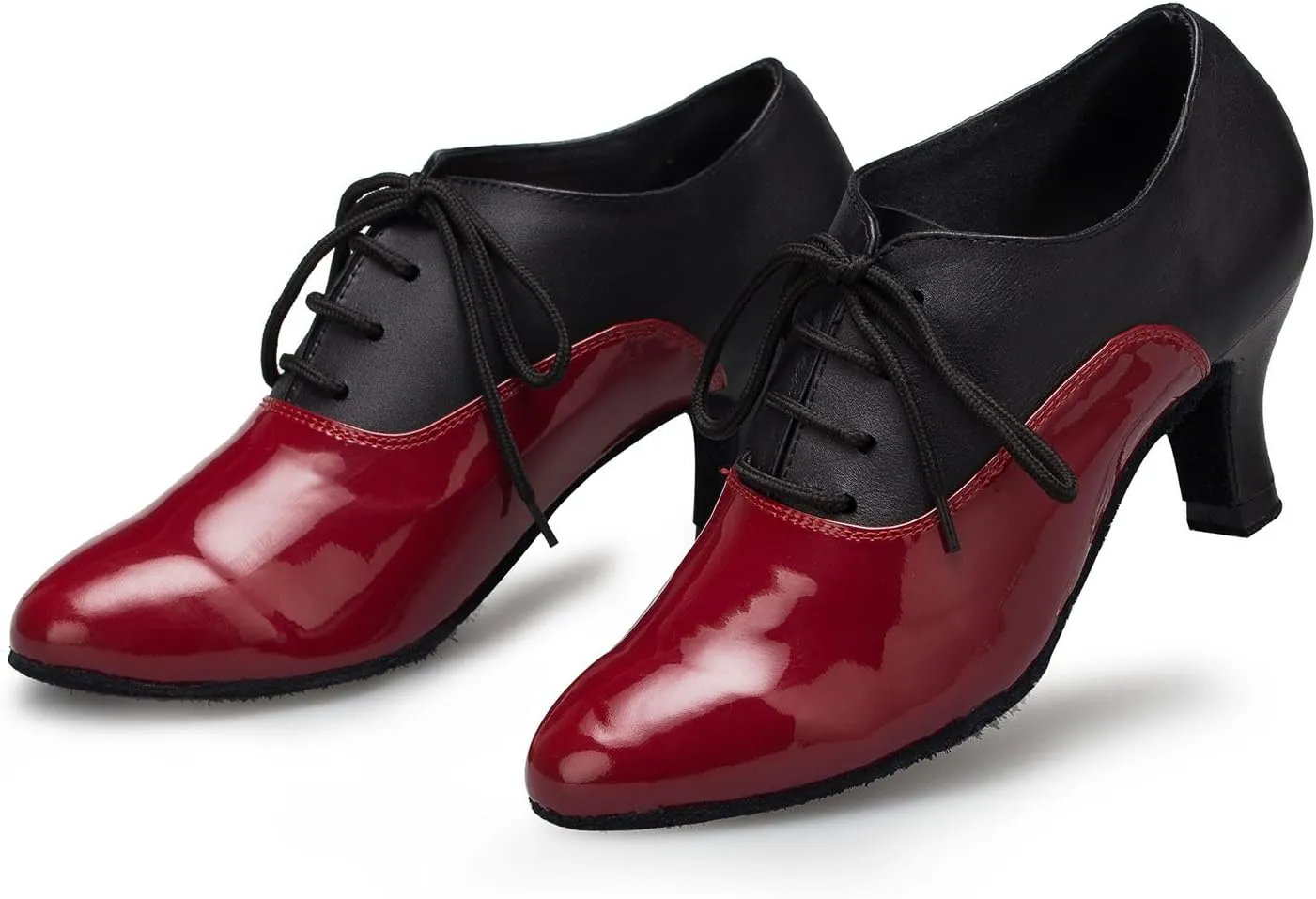 SWDZM Women Latin Dance Shoes Closed Toe Lace-up Ballroom Salsa Tango Teacher Practice Performance Dance Shoes,Model-KU-JT