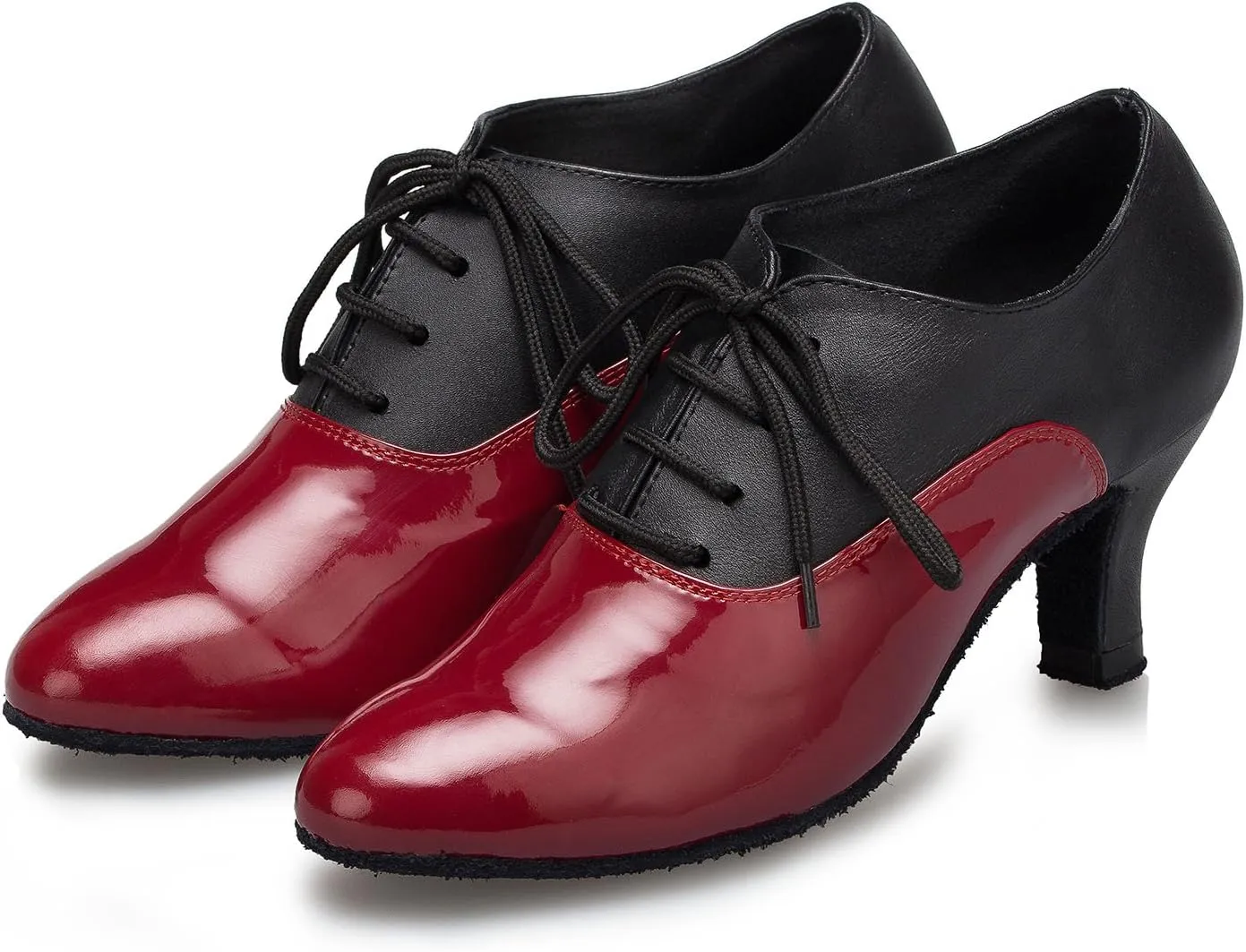 SWDZM Women Latin Dance Shoes Closed Toe Lace-up Ballroom Salsa Tango Teacher Practice Performance Dance Shoes,Model-KU-JT