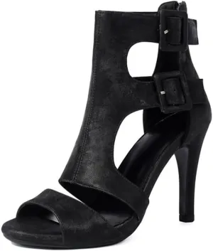SWDZM Women's Dance Heels Ankle Dance Booties Peep Toe Salsa Dance Shoes