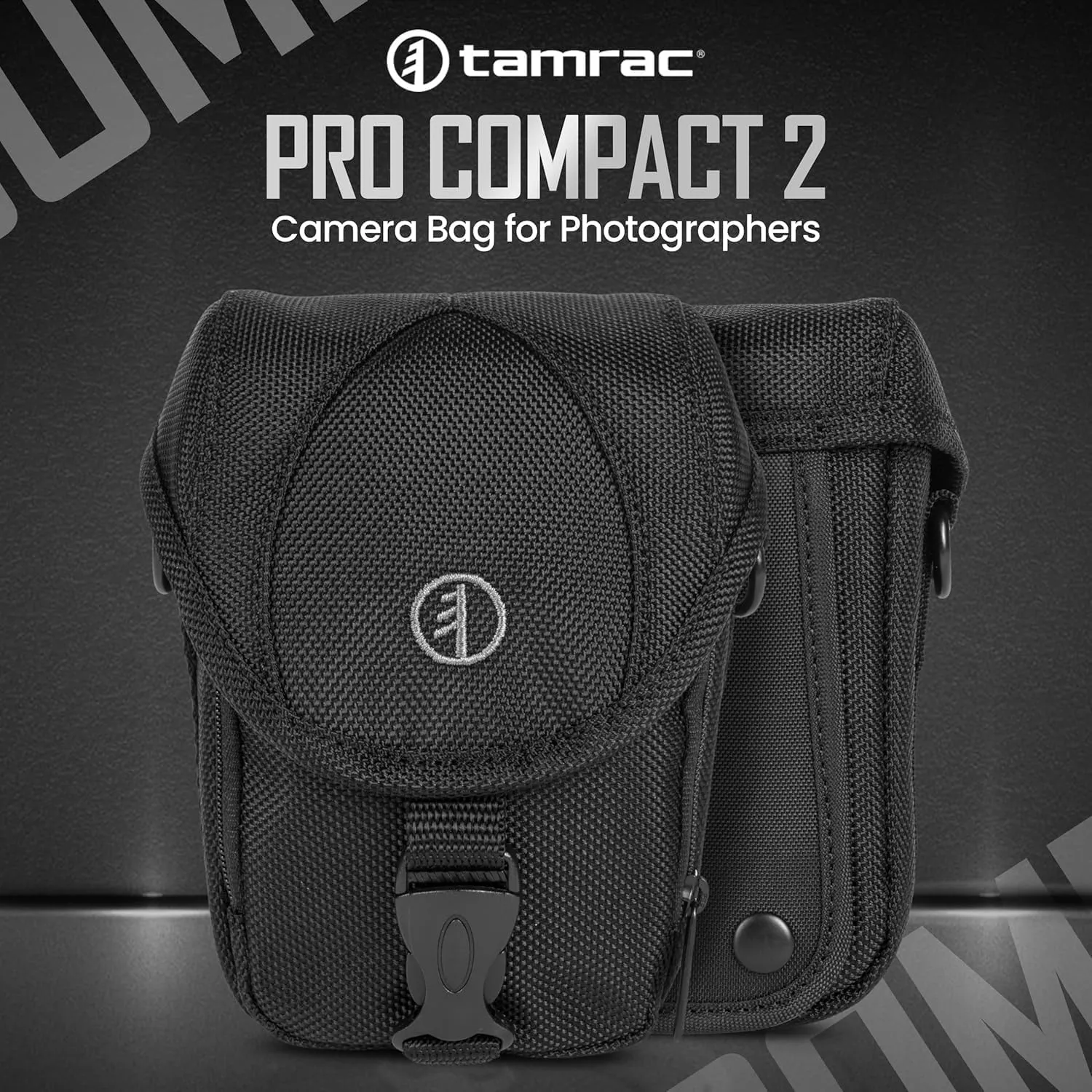 Tamrac Pro Compact 2 Camera Bag for Photographers, Small Camera Case for Photography Accessories, Crossbody Camera Bag, Camera Carrying Case Compatible for Canon, Nikon, Fuji Compact Cameras – Black