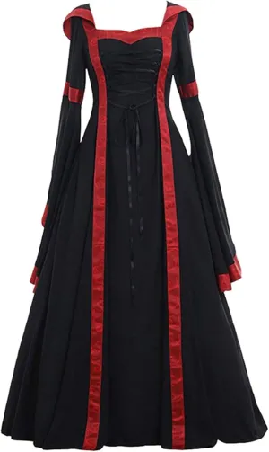 TARIENDY Women's Renaissance Dress Medieval Gothic Ball Gowns Trumpet Sleeves Gown Dress Victorian Witch Vampire Dresses