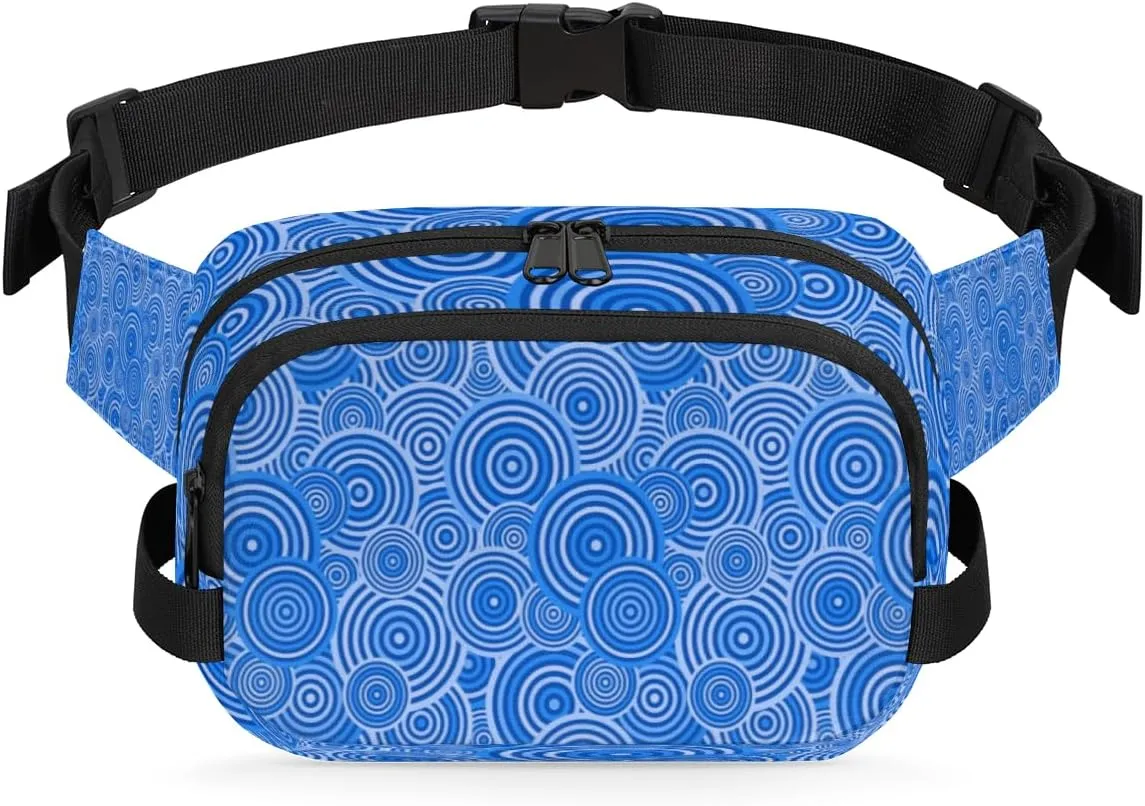 Tavisto Blue Dizzying Circles Durable Waterproof Fanny Pack with Double Zipper Closure - Organize Your Essentials with Ease - Lightweight and Comfortable for Men and Women