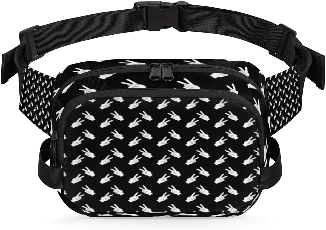 Tavisto Happy Hand Gesture Pattern Durable Waterproof Fanny Pack with Double Zipper Closure - Organize Your Essentials with Ease - Lightweight and Comfortable for Men and Women