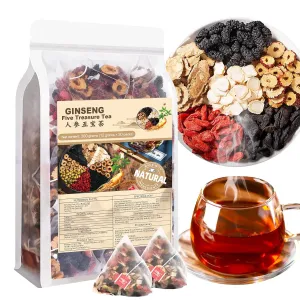 Teeo Deeo Ginseng Five Treasure Tea – Premium Herbal Blend for Wellness, Detox & Vitality | Natural Herbal Kidney Tea for Kidney Detox Digestion & Immunity Boost | 7 Precious Ingredients Formula (30 Bags/1 Pack)