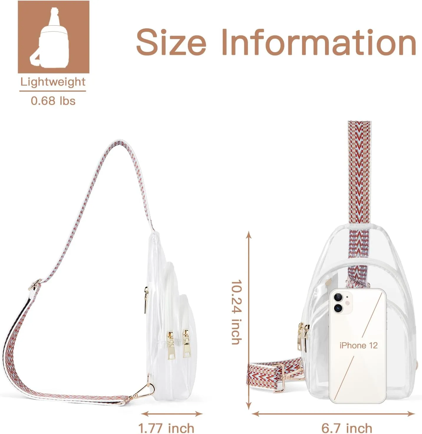 Telena Clear Fanny Pack Stadium Approved Clear Sling Bag Crossbody Purses for Women Transparent Waist Bag with Adjustable Strap White