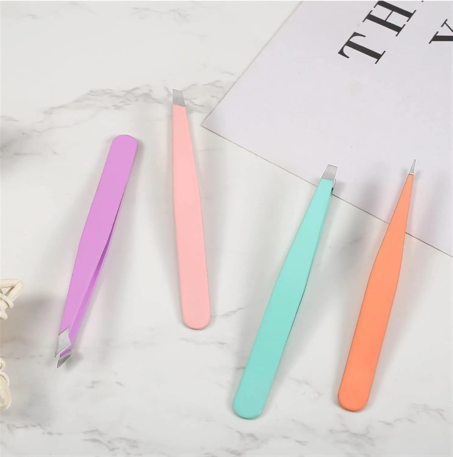 TEMKIN Tweezers 1Pc Hair Removal Tweezers Stainless Steel Eyebrow Tweezers Slanted Tip Point Harmless Accessories and Makeup Beauty Tools (Color : Purple) Tweezers (Color : Purple)