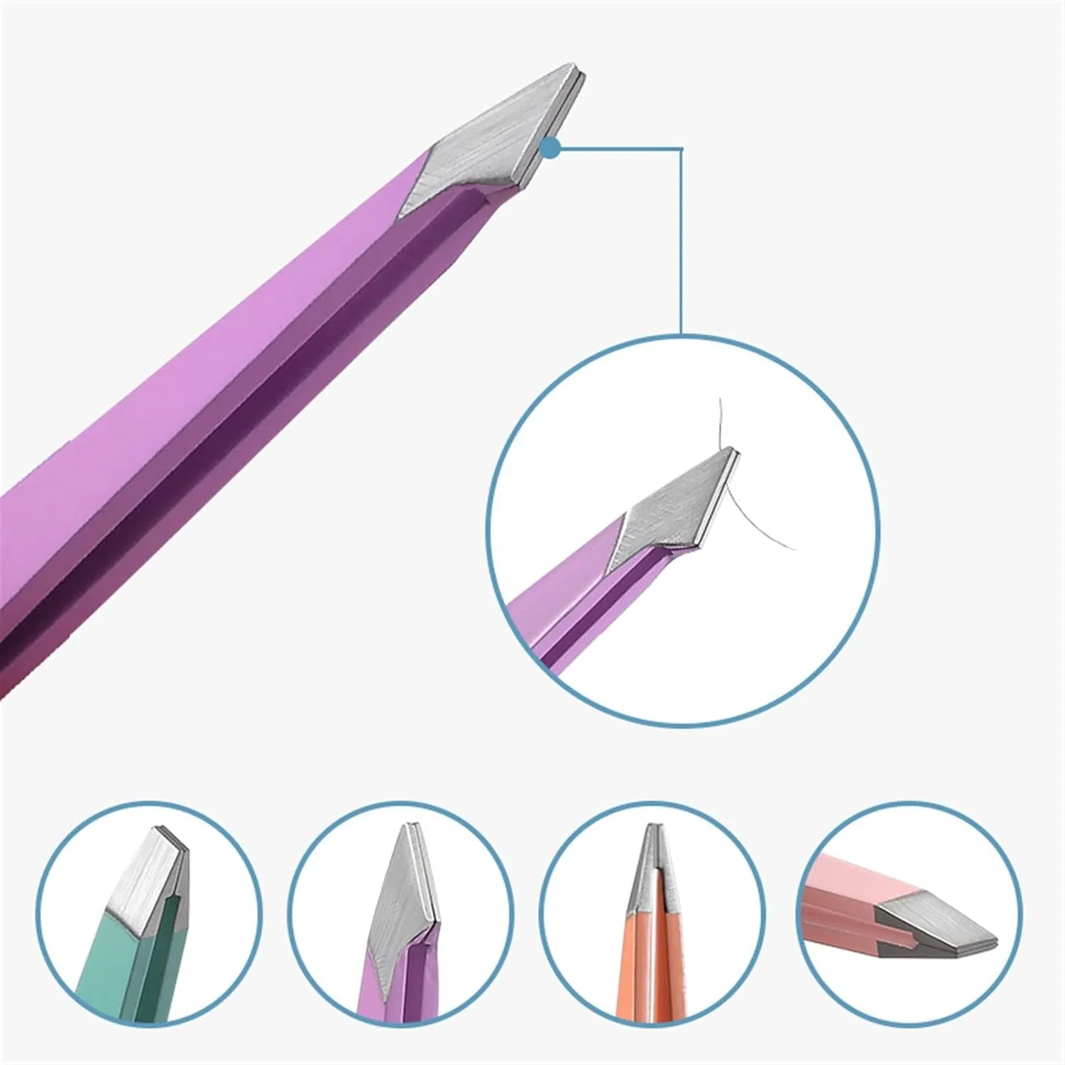 TEMKIN Tweezers 1Pc Hair Removal Tweezers Stainless Steel Eyebrow Tweezers Slanted Tip Point Harmless Accessories and Makeup Beauty Tools (Color : Purple) Tweezers (Color : Purple)