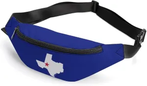 Texas Flag Map Waterproof Fanny Pack Belt Bag Crossbody Waist Bags Travel Essentials for Sports Workout