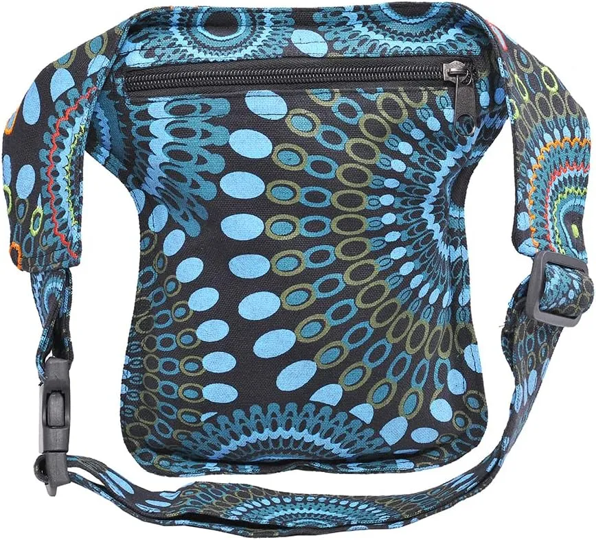 The Collection Royal Handmade Festival Waistpack Boho Hippie Waist Bag Hip Bum Running Belt Fanny Pack Travel Utility Belt (Blk Blu)