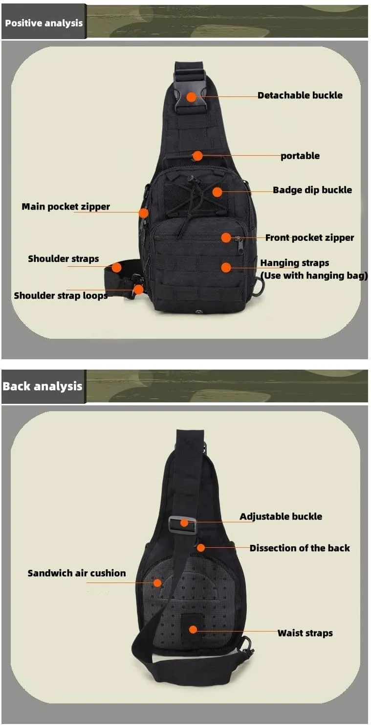 The Latest Men's Crossbody Bag Chest Bag Oxford Bag Shoulder Bag Korean Version Small Backpack Casual Waist Bag (black)