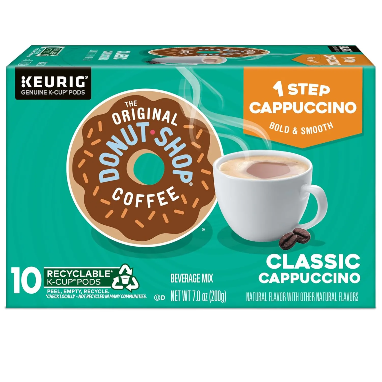 The Original Donut Shop One-Step Classic Cappuccino, Keurig Single-Serve K-Cup Pods, 60 Count (6 Packs of 10)