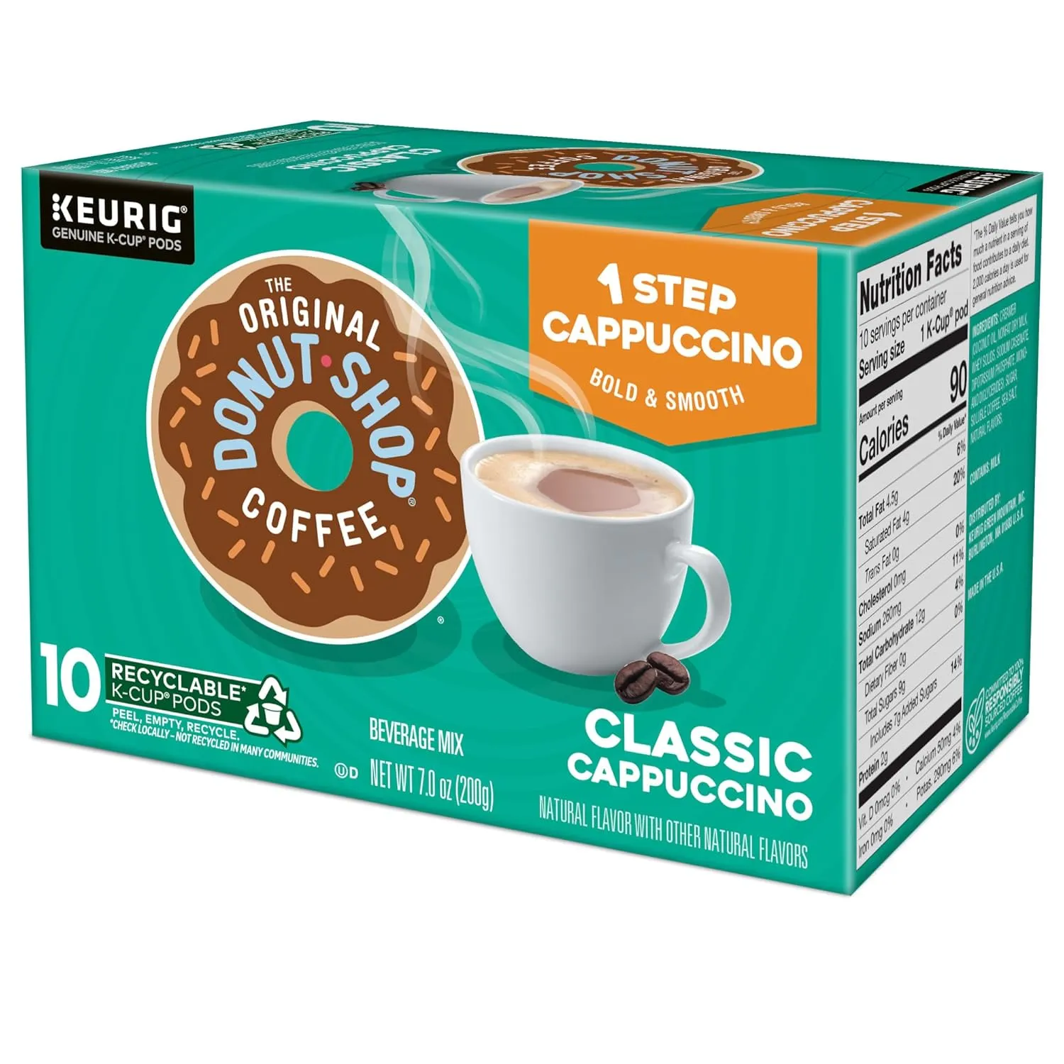 The Original Donut Shop One-Step Classic Cappuccino, Keurig Single-Serve K-Cup Pods, 60 Count (6 Packs of 10)