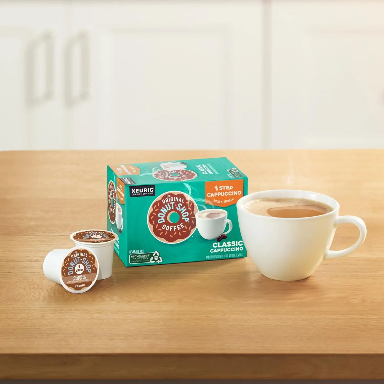 The Original Donut Shop One-Step Classic Cappuccino, Keurig Single-Serve K-Cup Pods, 60 Count (6 Packs of 10)