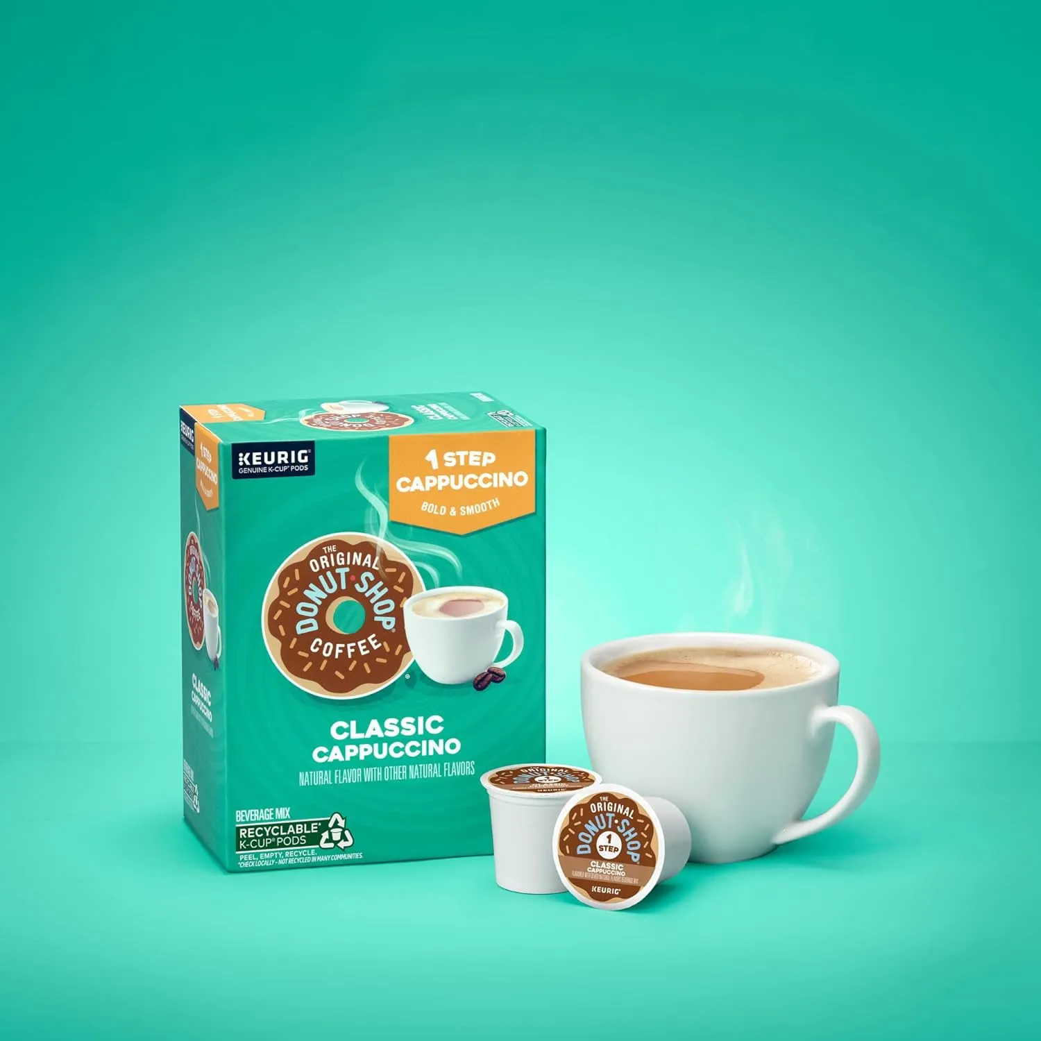 The Original Donut Shop One-Step Classic Cappuccino, Keurig Single-Serve K-Cup Pods, 60 Count (6 Packs of 10)