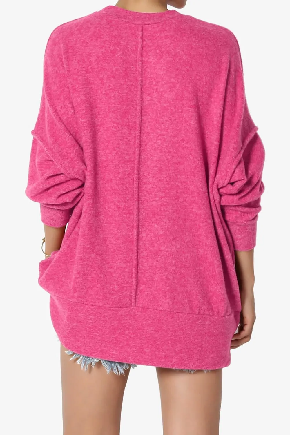 TheMogan Women's Comfy Oversized Loose Fit Long Sleeve Knit Pullover Sweater Cozy Pocket Top