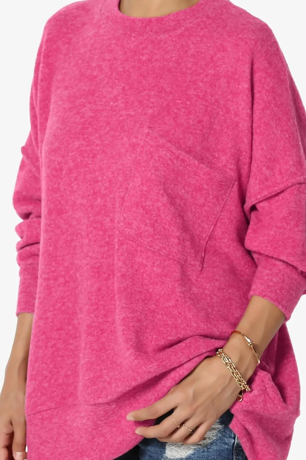 TheMogan Women's Comfy Oversized Loose Fit Long Sleeve Knit Pullover Sweater Cozy Pocket Top