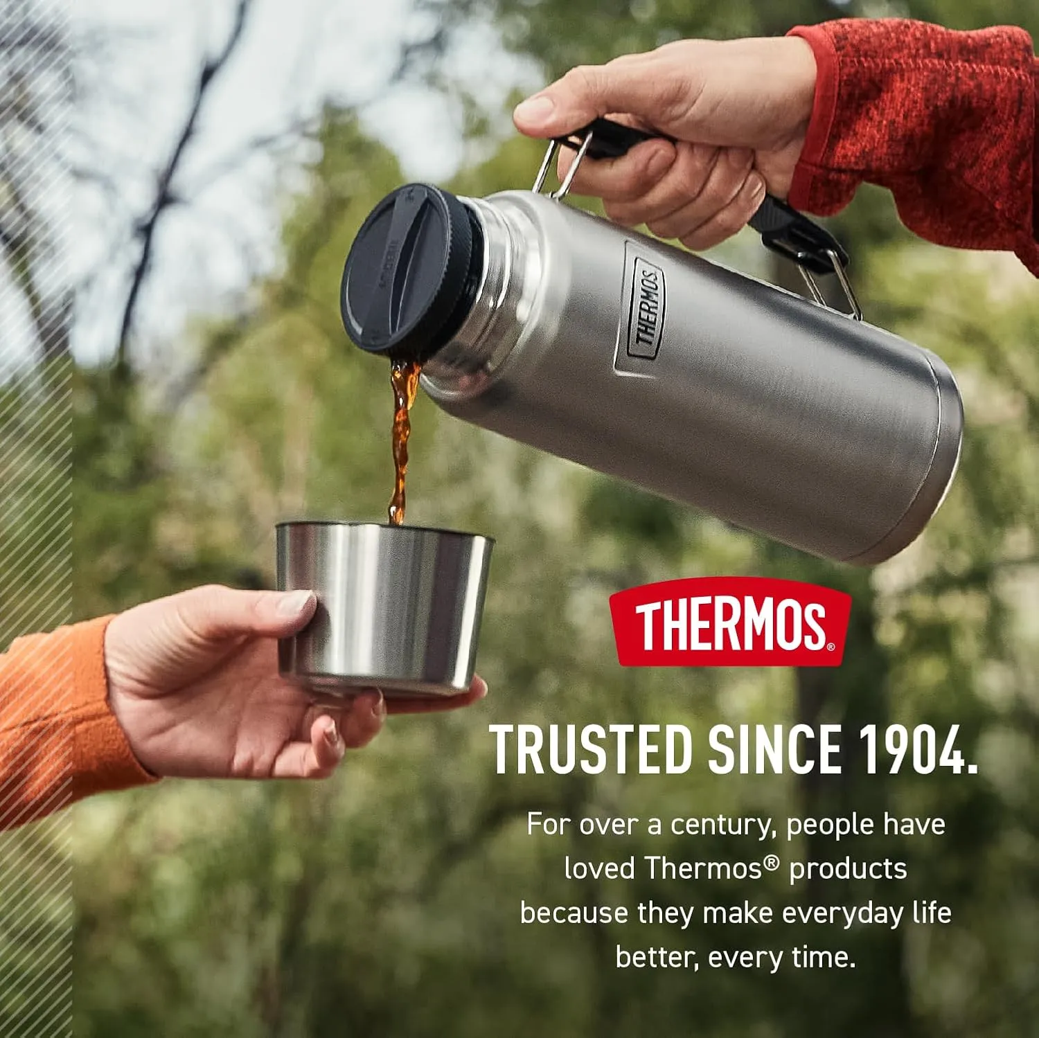 THERMOS ICON SERIES, Stainless Steel Beverage Bottle, Granite, 40 oz