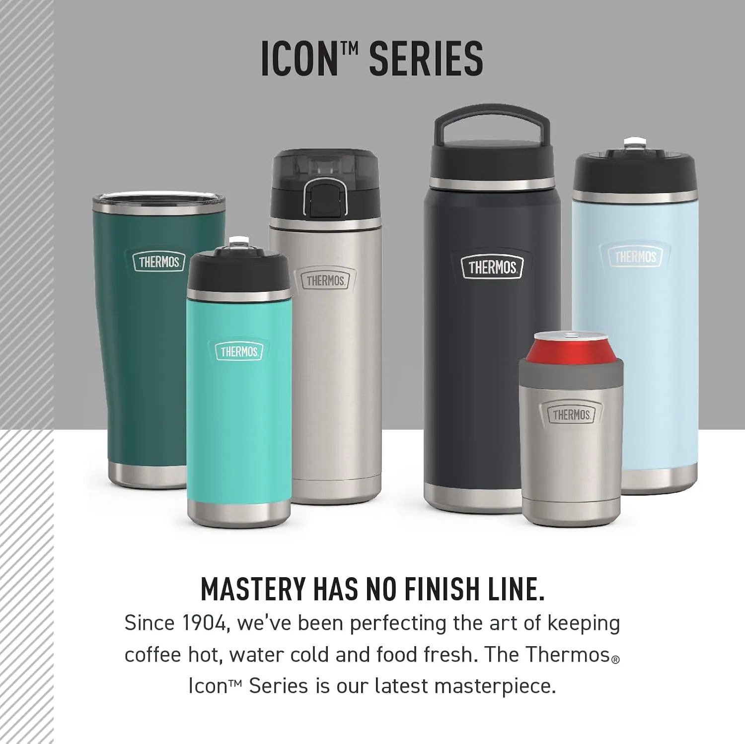THERMOS ICON SERIES, Stainless Steel Beverage Bottle, Granite, 40 oz