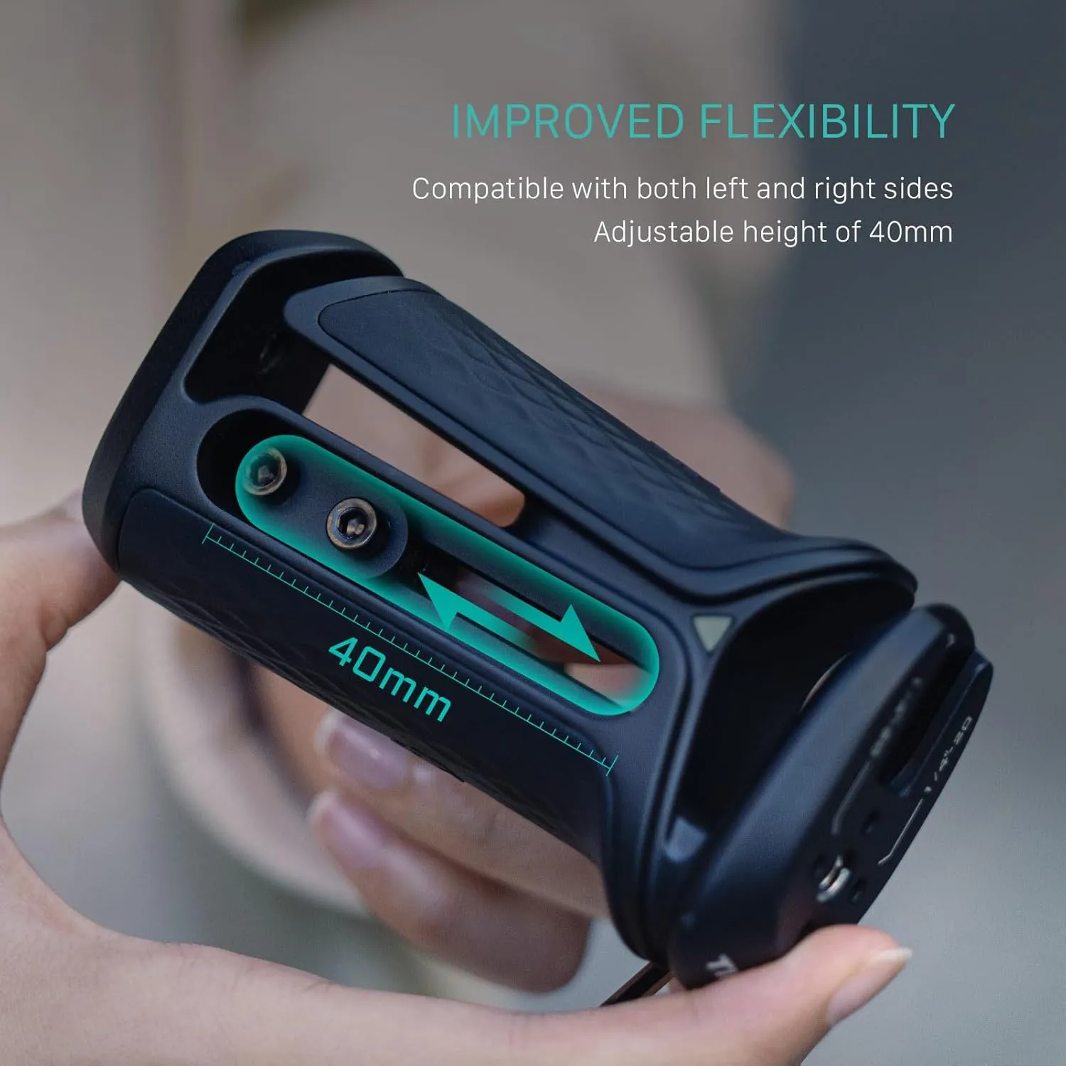 Tilta Xeno Side Handle - Black | Secure Connection & Helps Prevent Rotation | Adjustable Height | Textured Silicone Grip | Convenient Assembly (1/4"-20 w/Locating Pins)