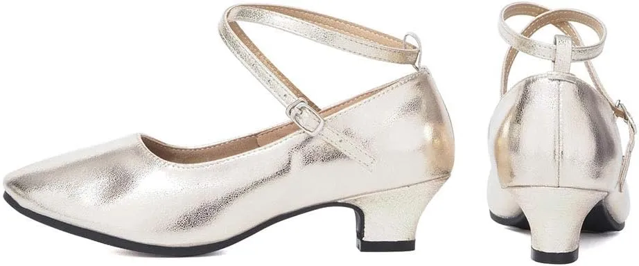 TINRYMX Women Standard Latin Dance Shoes Cross Strap Ballroom Modern Character Tango Salsa Party Dress Pump Shoes with Closed Toe 815