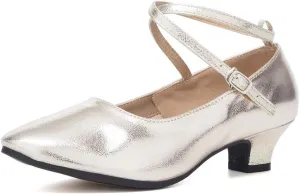 TINRYMX Women Standard Latin Dance Shoes Cross Strap Ballroom Modern Character Tango Salsa Party Dress Pump Shoes with Closed Toe 815