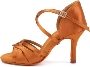 TINRYMX Women's Latin Dance Shoes Ballroom Salsa Cha-cha Professional Practice Performance Dance Sandals,Model-EM3038-DB