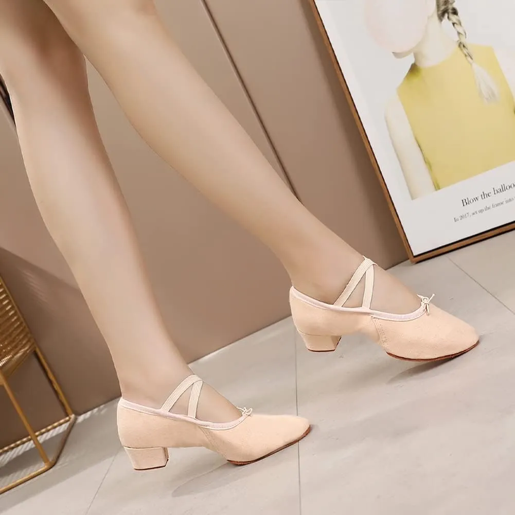 TINRYMX Womens Latin Dance Shoes Closed Toe Ballroom Salsa Tango Teaching Practice Dancing Shoes,Model-MFBJ
