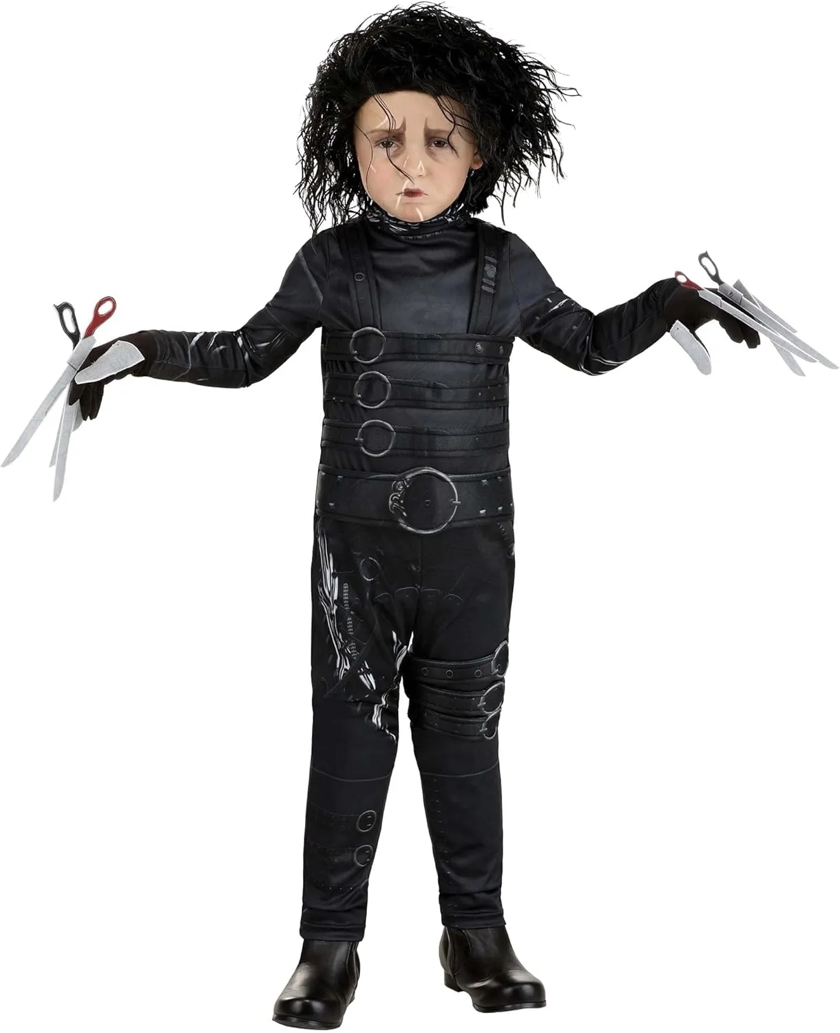 Toddler Edward Scissorhands Halloween Costume, Jumpsuit With Gloves And Felt Scissor Blades For Fingers