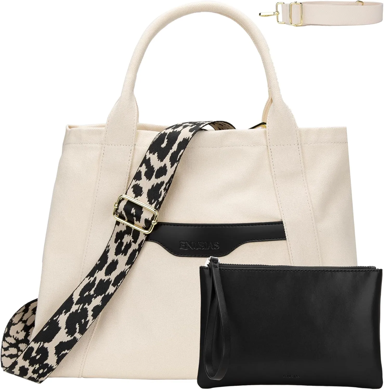 Tote Bag for Women Canvas Zip Top Handle Women's Handbag Multi Pockets Travel Crossbody Shoulder Bag
