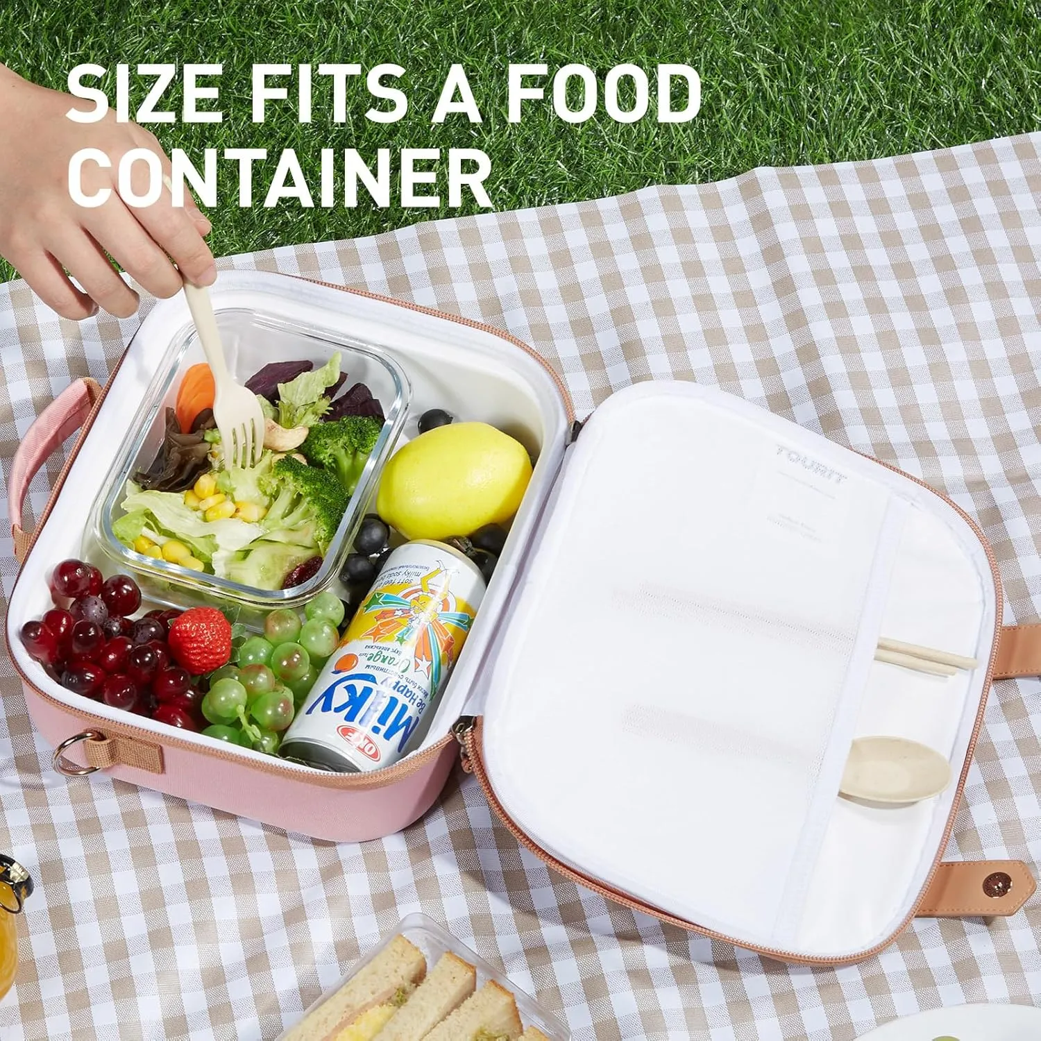 TOURIT Lunch Bag with Buckle Lunch Box Insulated Food Carrier for Women Men Work, Outdoor, Pink