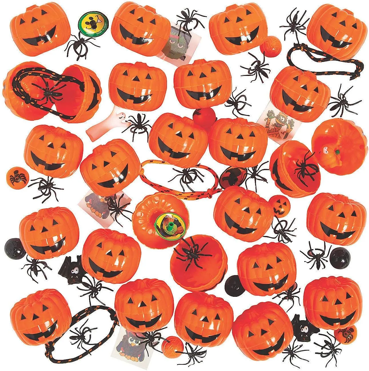 Toy Pre-Filled Halloween Jack O Lantern Pumpkins (Bulk set of 24) Trick or Treat, Trunk or Treat Party Giveaways and Supplies