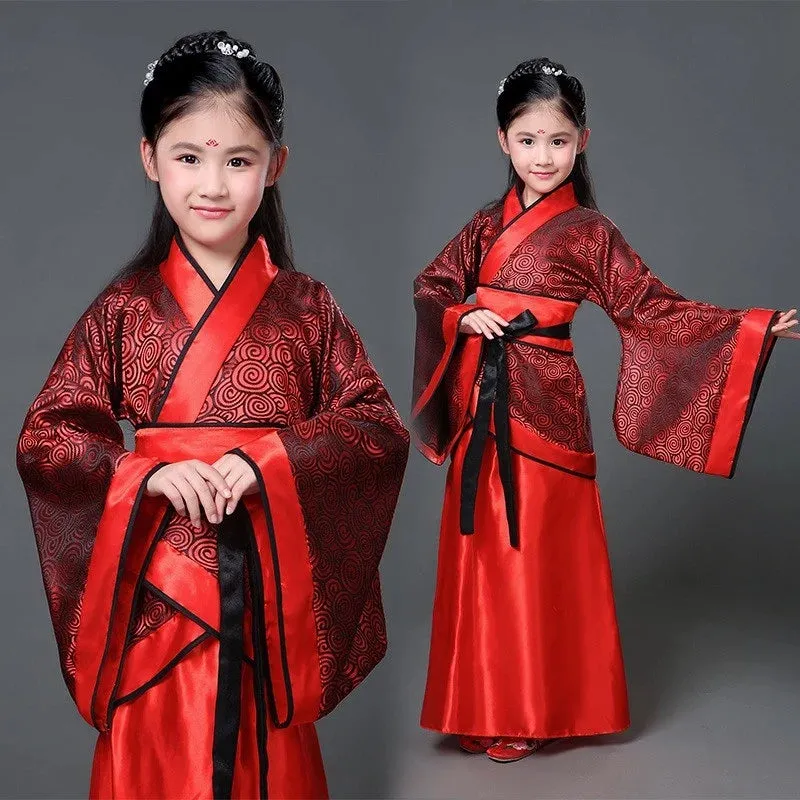 Traditional Chinese Hanfu Dress for Kids - Tang Dynasty Style, Ancient Opera Dance Costume, Folk Performance Outfit