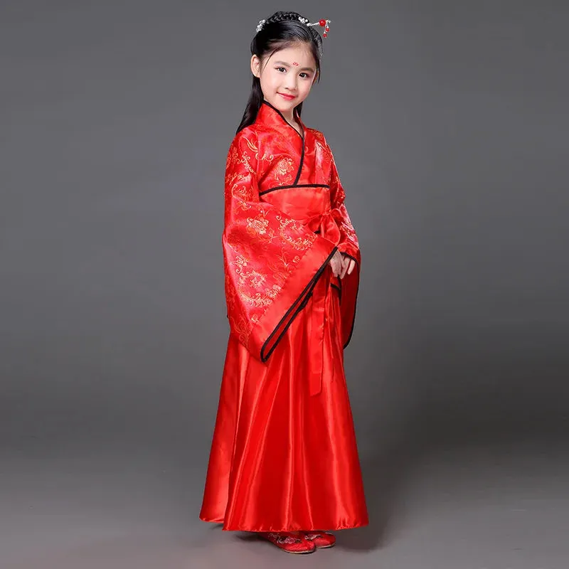 Traditional Chinese Hanfu Dress for Kids - Tang Dynasty Style, Ancient Opera Dance Costume, Folk Performance Outfit