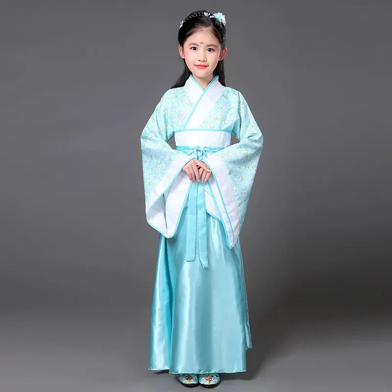 Traditional Chinese Hanfu Dress for Kids - Tang Dynasty Style, Ancient Opera Dance Costume, Folk Performance Outfit
