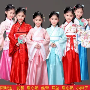 Traditional Chinese Hanfu Dress for Kids - Tang Dynasty Style, Ancient Opera Dance Costume, Folk Performance Outfit