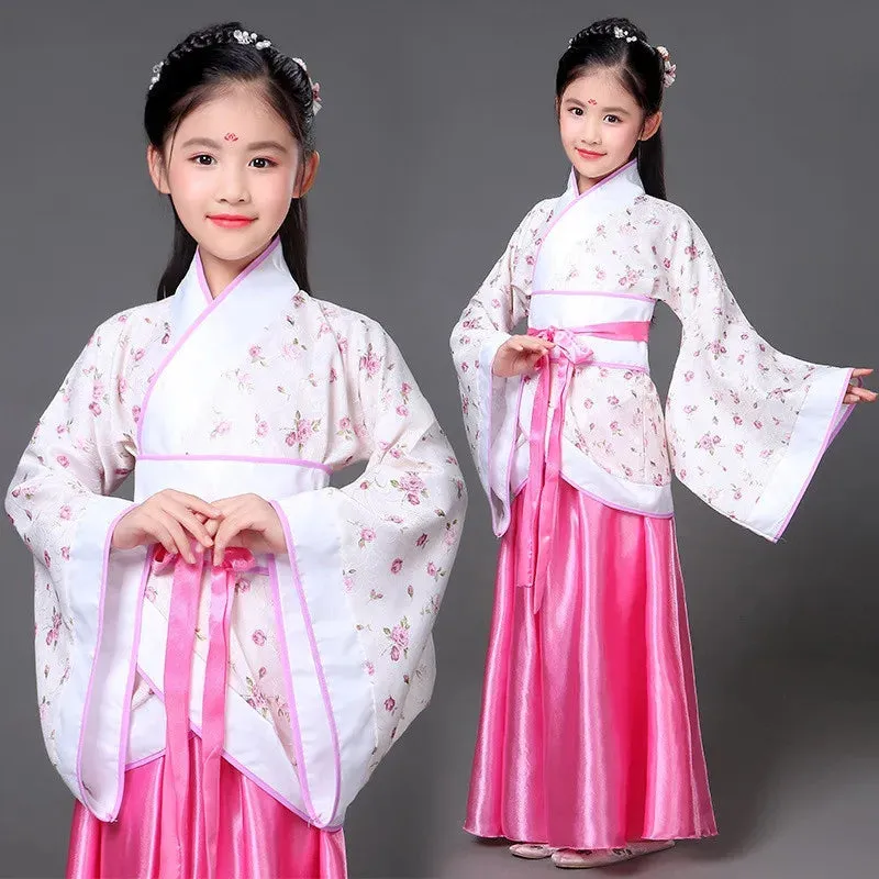 Traditional Chinese Hanfu Dress for Kids - Tang Dynasty Style, Ancient Opera Dance Costume, Folk Performance Outfit
