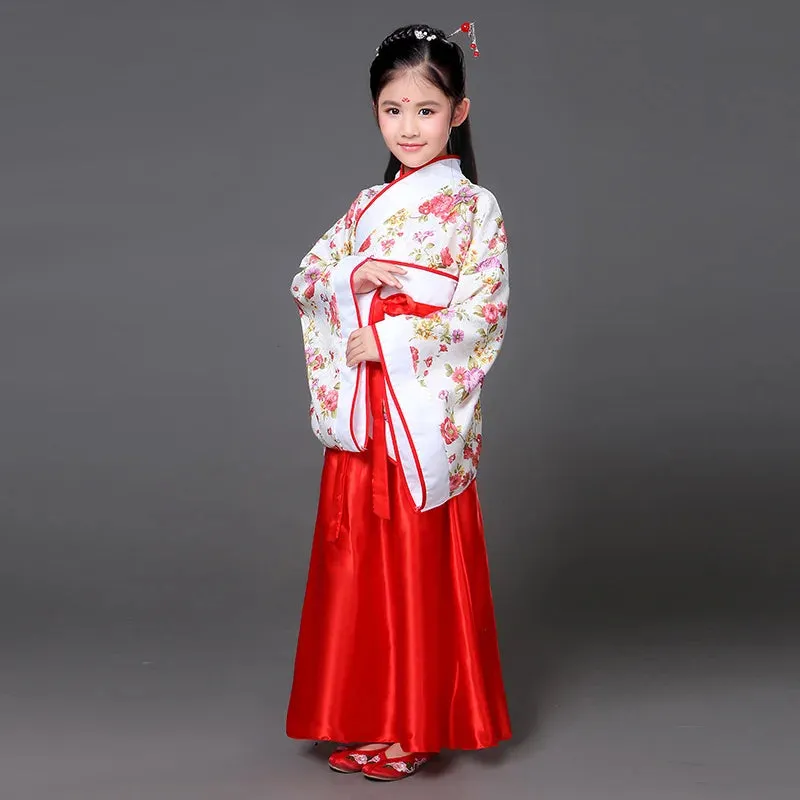 Traditional Chinese Hanfu Dress for Kids - Tang Dynasty Style, Ancient Opera Dance Costume, Folk Performance Outfit