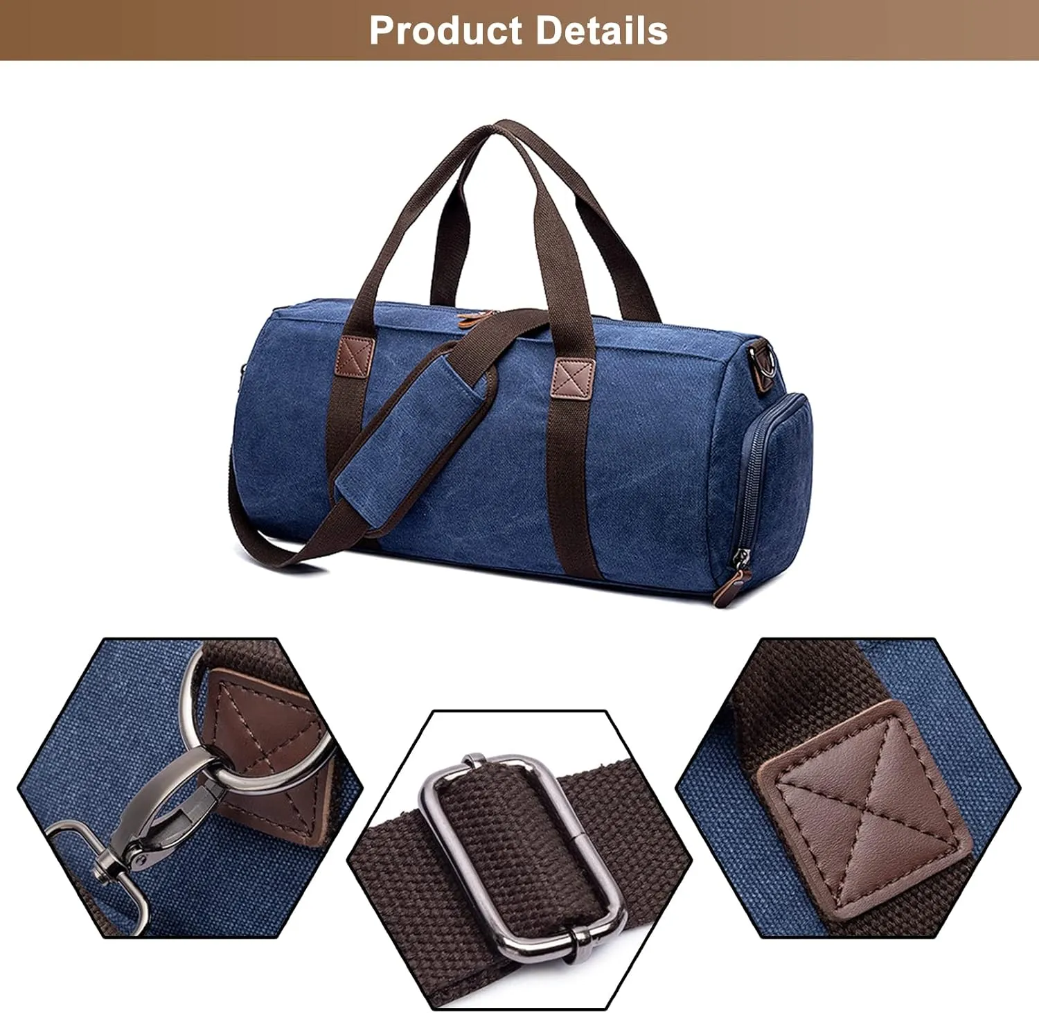 Travel Duffel Bag for Men, Canvas Crossbody Shoulder Bag Large Capacity Satchel Bags for Climbing Camping Hiking (Grey)