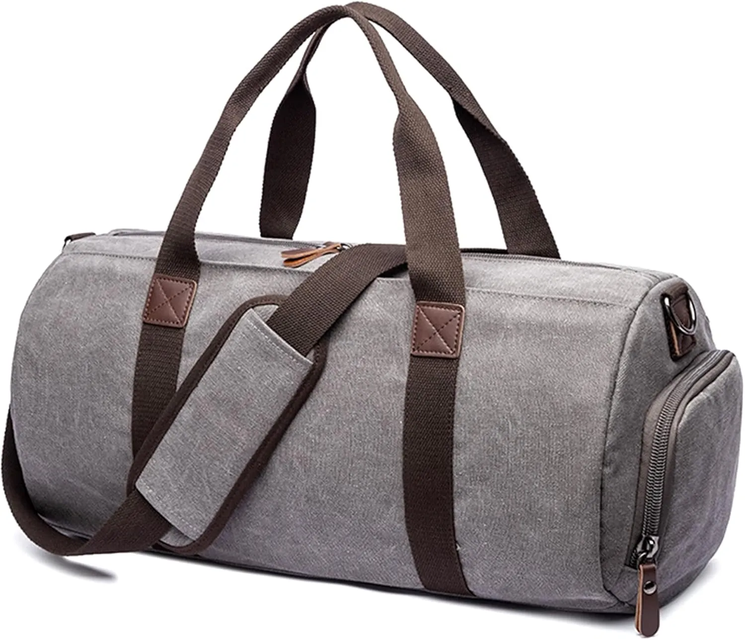 Travel Duffel Bag for Men, Canvas Crossbody Shoulder Bag Large Capacity Satchel Bags for Climbing Camping Hiking (Grey)