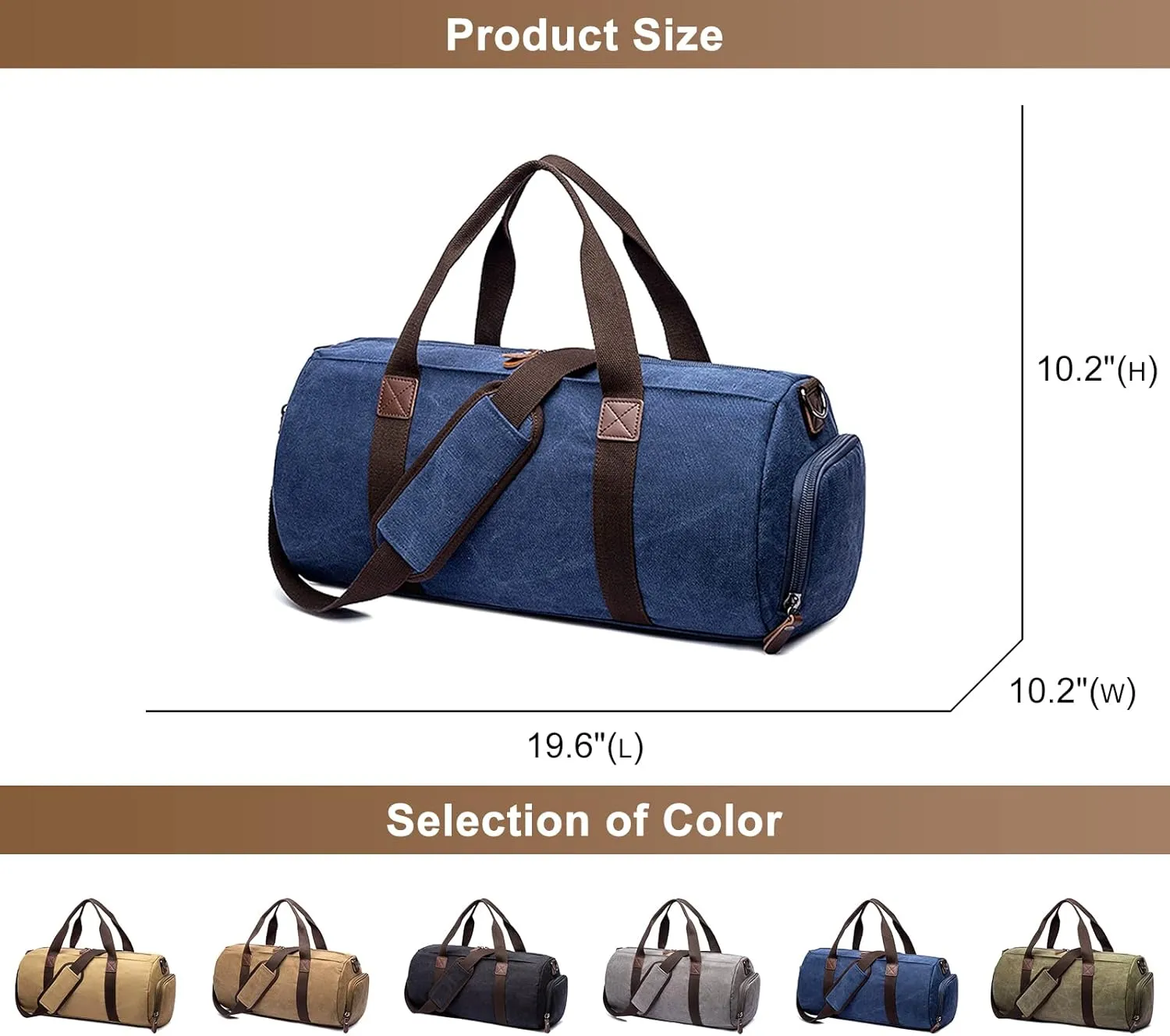Travel Duffel Bag for Men, Canvas Crossbody Shoulder Bag Large Capacity Satchel Bags for Climbing Camping Hiking (Grey)