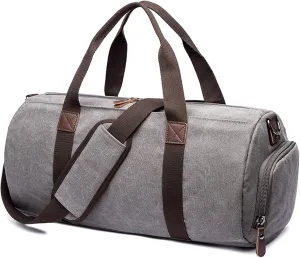 Travel Duffel Bag for Men, Canvas Crossbody Shoulder Bag Large Capacity Satchel Bags for Climbing Camping Hiking (Grey)