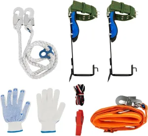 Tree Climbing Spike Set, Portable Cow Leather Tree Climbing Safety Belt Straps Height Adjustable Tree Climbing Gear Pole Forging Tree Climbing Tool for Outdoor Jungle Survival Fruit Picking